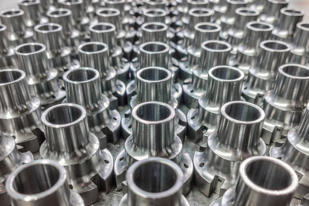 Shiny,Steel,Parts,After,Cnc,Turning,,Drilling,And,Machining,On